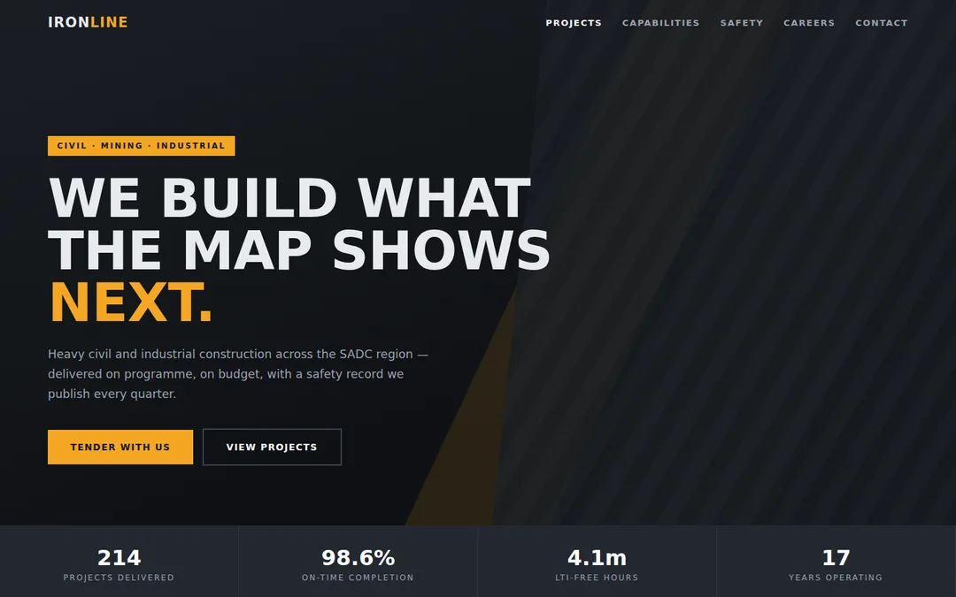 Ironline Group — example website by Panacea (Construction & industry)