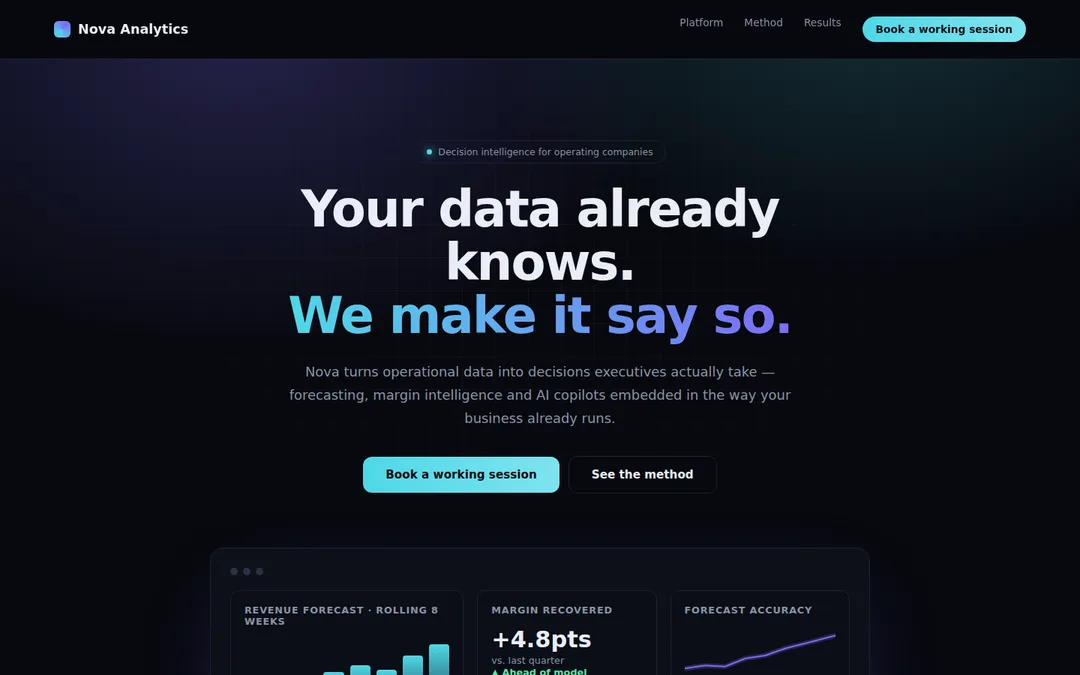 Nova Analytics — example website by Panacea (Consulting & AI)