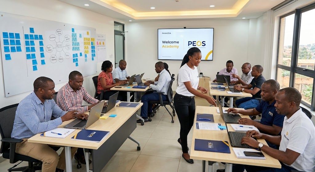 People building websites in a Panacea Welcome Academy session